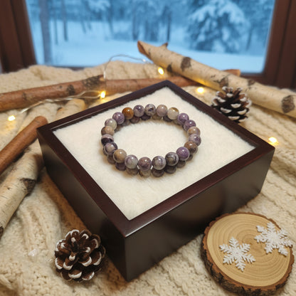 Charoite, bracelet boules 8mm extra qualité AAA, Russie (Sibérie)