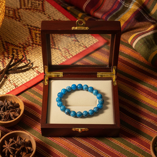 Apatite bleue,  bracelet boules 8mm qualité AAA. Madagascar