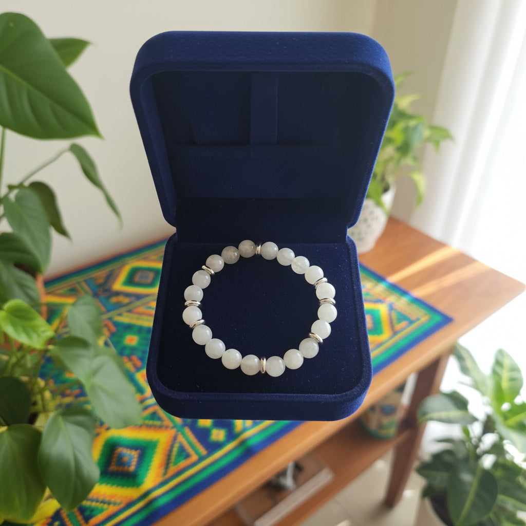 Aigue-marine naturelle, bracelet boules 8mm qualité AAA
