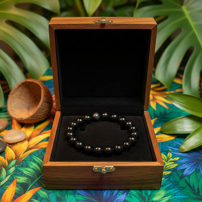 Obsidienne Œil Céleste, bracelet boules 6 à 8mm de qualité AAA