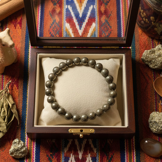 Pyrite naturelle du Pérou, bracelet boules 8mm qualité AAA.