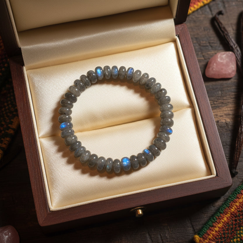Labradorite extra, bracelet petits cylindre 8mm qualité AAA
