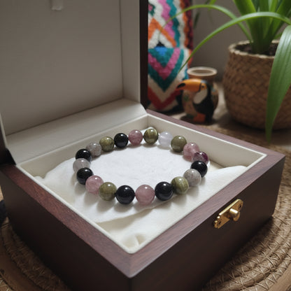 Tourmaline Melon d’Eau, bracelet boules 10mm qualité AAA