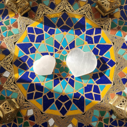 Sélénite, Coeur non gravé 35x45mm, Maroc.