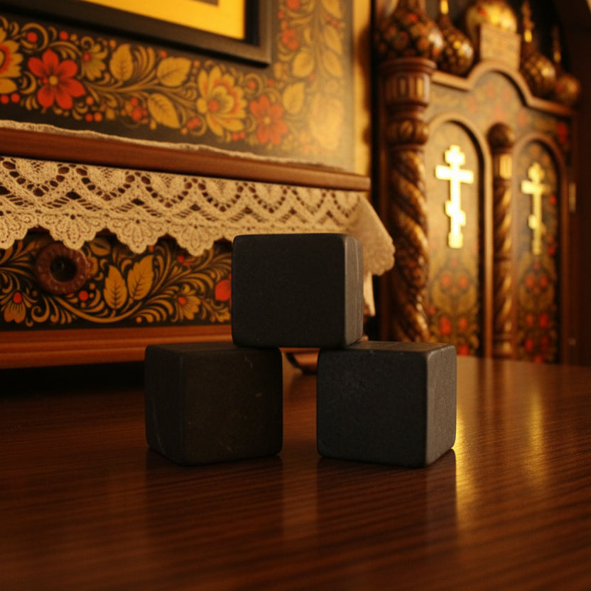 Shungite, Cubes de purification ou glaçon 20x20mm, Russie AAA.