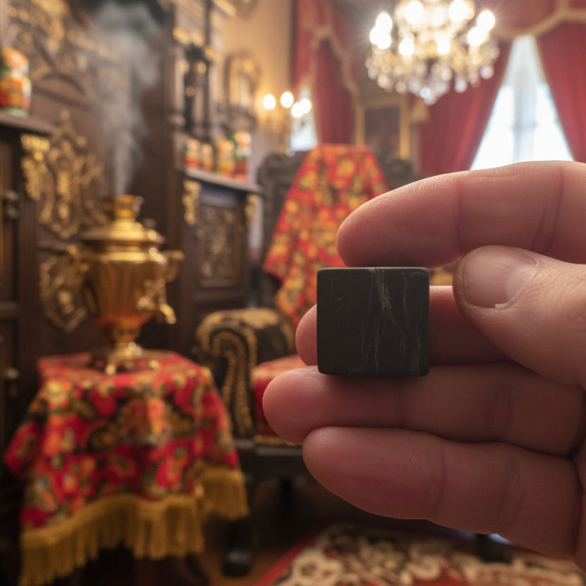 Shungite, Cubes de purification ou glaçon 20x20mm, Russie AAA.