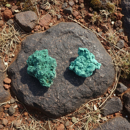 Malachite Fibreuse extra qualité, Congo. N°1 et 2.