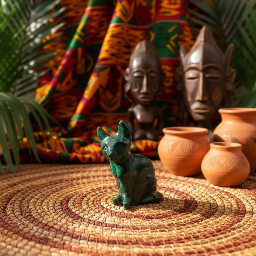 Malachite du Congo qualité AAA, Chat 65x35mm.