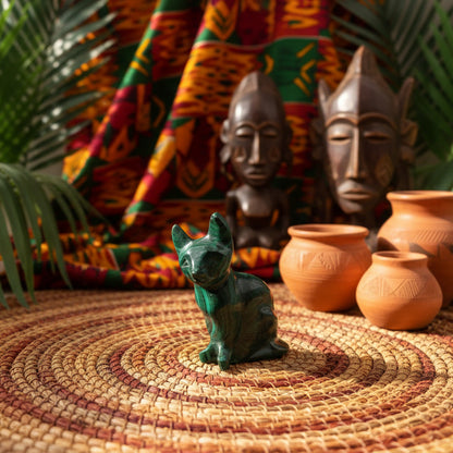 Malachite du Congo qualité AAA, Chat 65x35mm.