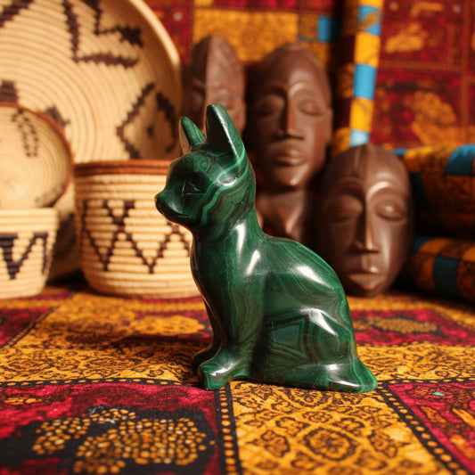 Malachite du Congo qualité AAA, Chat 65x35mm.