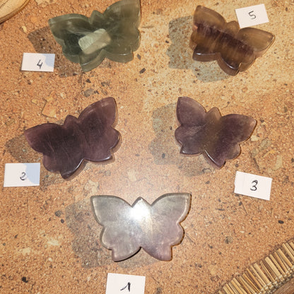 Fluorite d'Afrique du Sud, animaux forme Papillons N°1 à 3