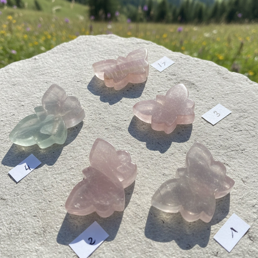 Fluorite d'Afrique du Sud, animaux forme Papillons N°1 à 3