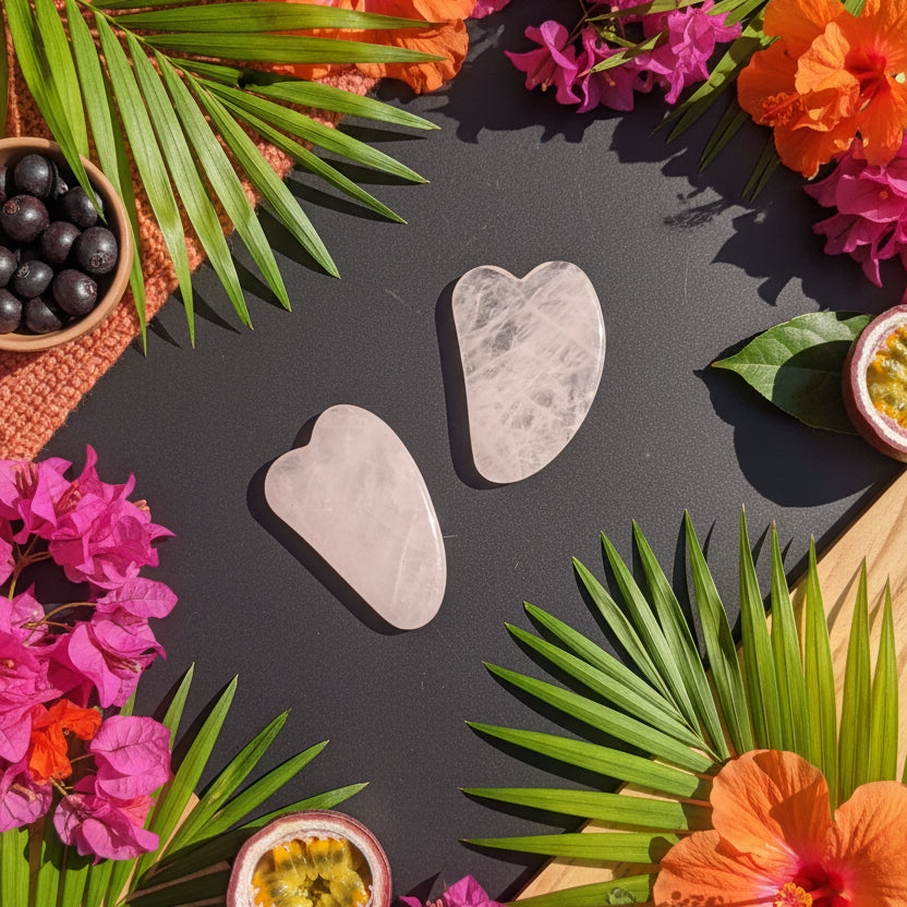 Gua Sha en quartz rose du Brésil,