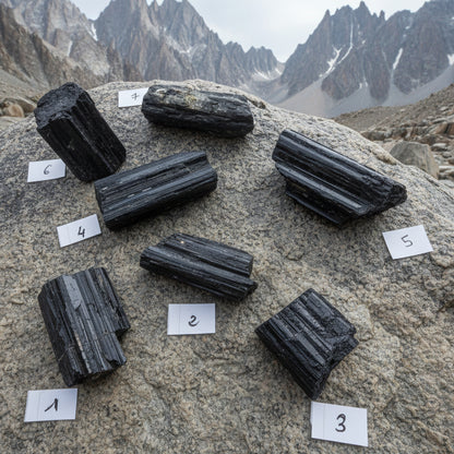 Tourmaline noire brute, Pakistan, Bi-Terminé, qualité AAA. N°5 à 7.