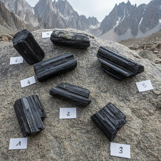 Tourmaline noire brute, Pakistan, Bi-Terminé, qualité AAA. N°5 à 7.