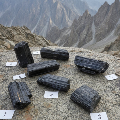 Tourmaline noire brute, Pakistan, Bi-Terminé, qualité AAA. N°5 à 7.
