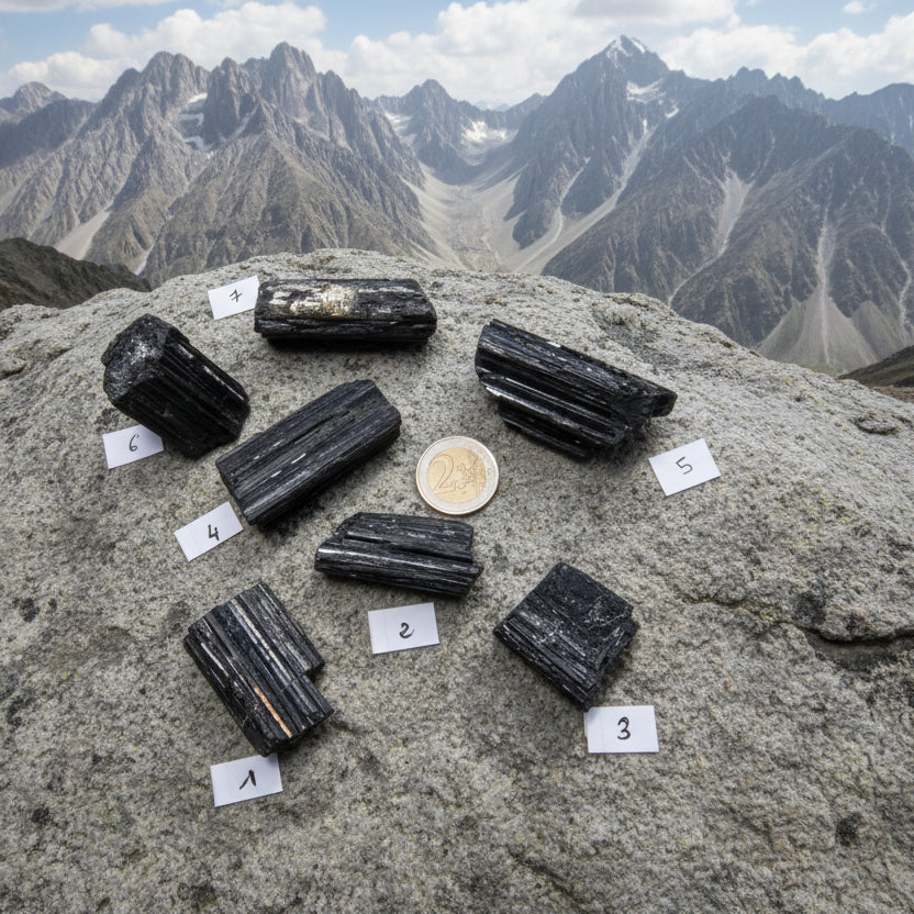 Tourmaline noire brute, Pakistan, Bi-Terminé, qualité AAA. N°5 à 7.