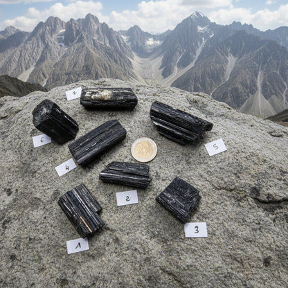 Tourmaline noire brute, Pakistan, Bi-Terminé, qualité AAA. N°5 à 7.