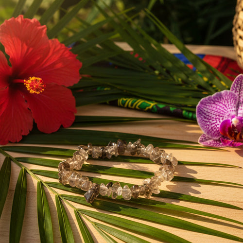 Quartz fumé, Bracelet Baroque en pierres naturelles.