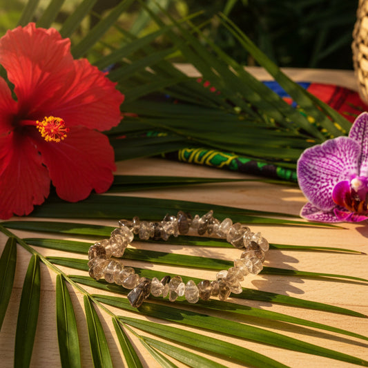 Quartz fumé, Bracelet Baroque en pierres naturelles.