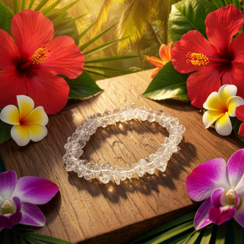 Cristal de roche, Bracelet Baroque en pierres naturelles.