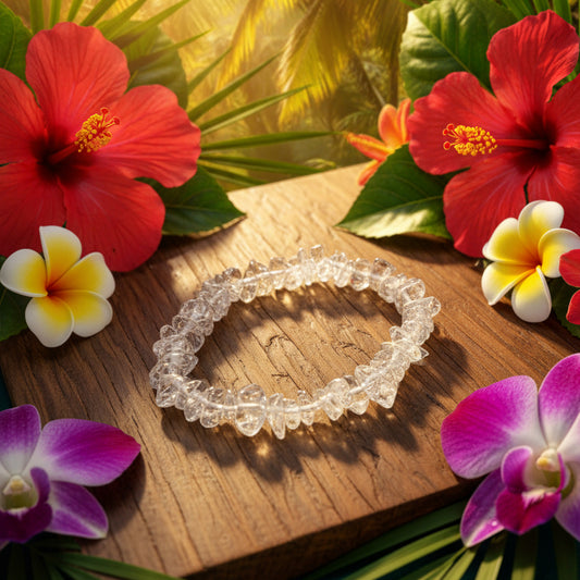 Cristal de roche, Bracelet Baroque en pierres naturelles.