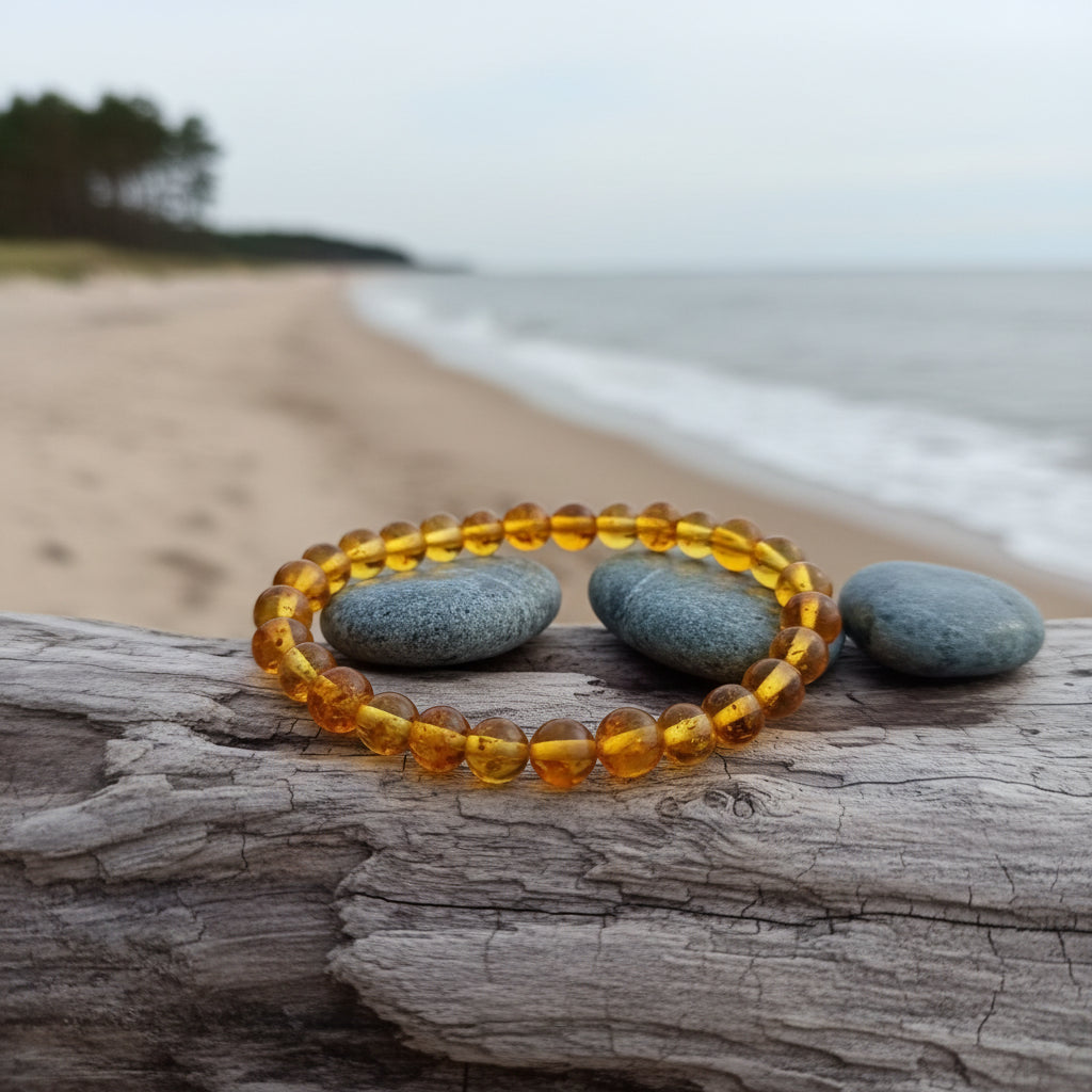 Ambre de la Baltique, bracelet adulte boules miel qualité AAA+