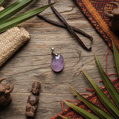 Améthyste ovale de Madagascar, pendentif qualité AA+