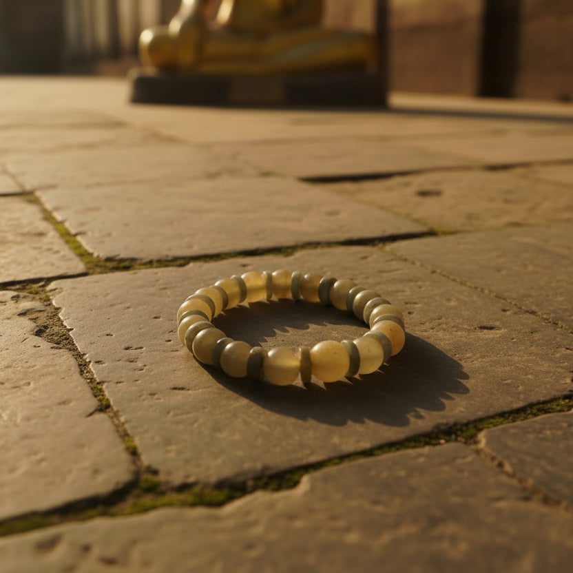Jade birman, bracelet boule + joncs 10mm