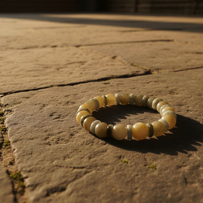 Jade birman, bracelet boule + joncs 10mm