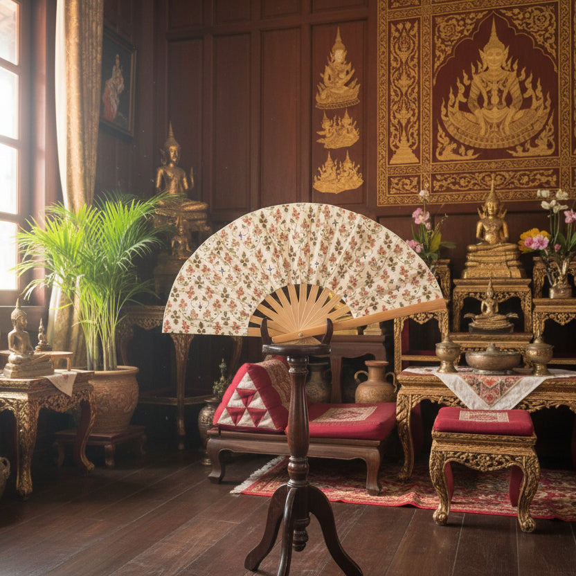 Eventail artisanal en bambou nord Chiang Mai collection thaï ar't 1