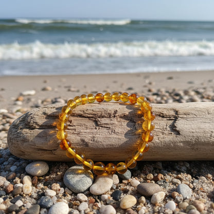 Ambre de la Baltique, bracelet adulte boules miel qualité AAA+