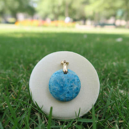 Apatite Bleue de Madagascar, pendentif qualité AAA