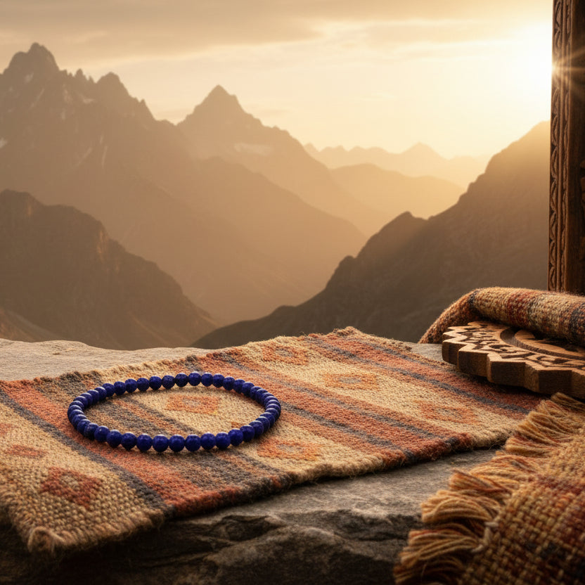 Lapis Lazuli Afghan, bracelet boules 3mm qualité AAA