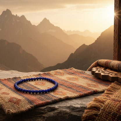 Lapis Lazuli Afghan, bracelet boules 3mm qualité AAA