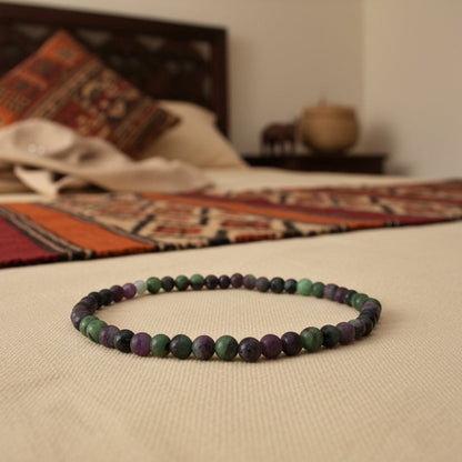 Anyolite (Rubis sur Zoïsite) Naturelle, bracelet boules facettées AAA