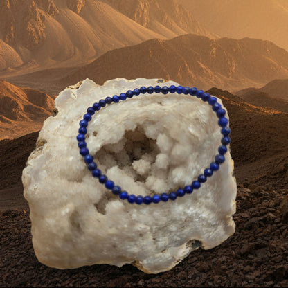 Lapis Lazuli Afghan, bracelet boules 3mm qualité AAA