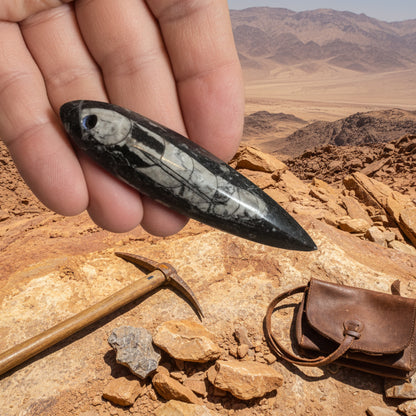 Orthocéras du Maroc, pendentif qualité AAA