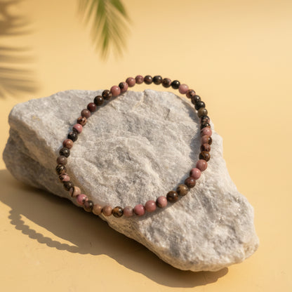 Rhodonite, bracelet boules pierres naturelles qualité AA