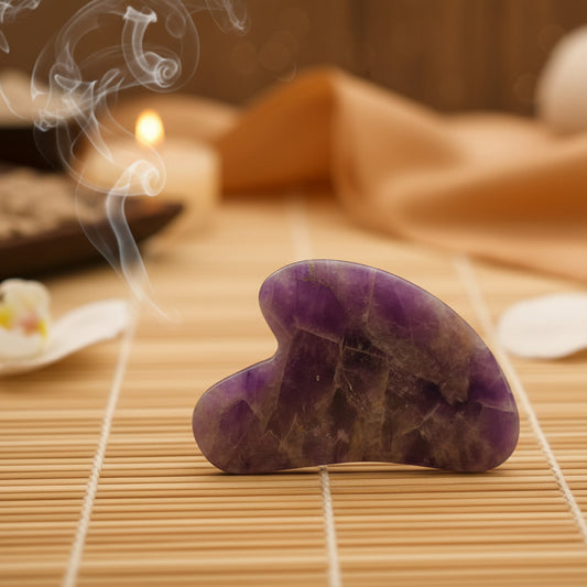 Gua Sha en Oeil de tigre et Amethyste