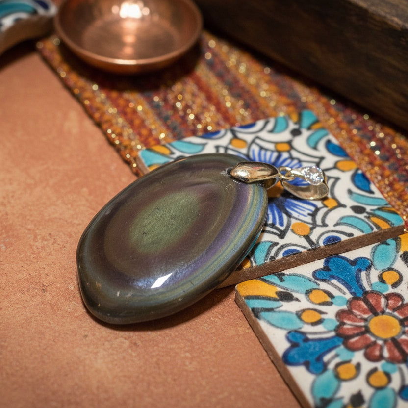 Obsidienne Œil Céleste naturelle, pendentifs d'exception qualité AAA+