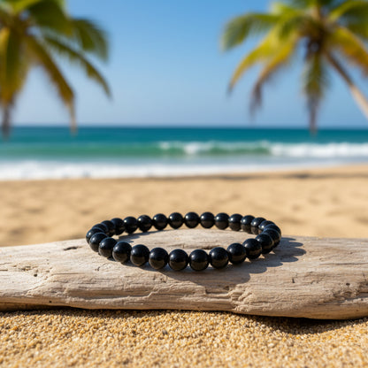 Tourmaline noire naturelle, bracelet boules qualité AA+