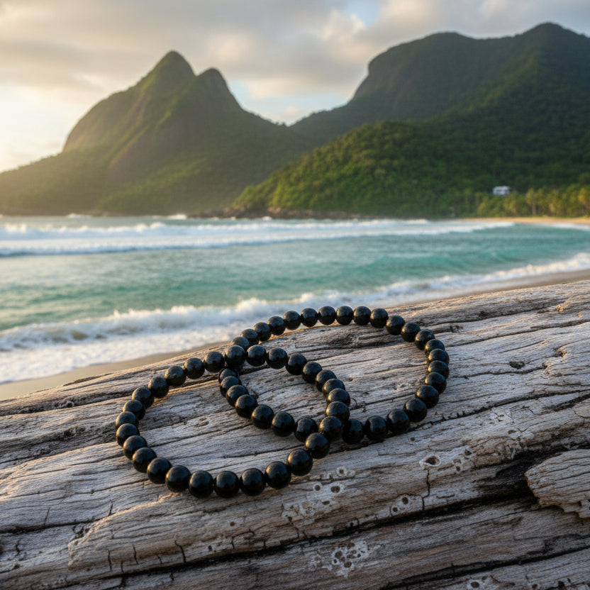 Tourmaline noire, bracelet boules 6 à 8mm qualité AAA.