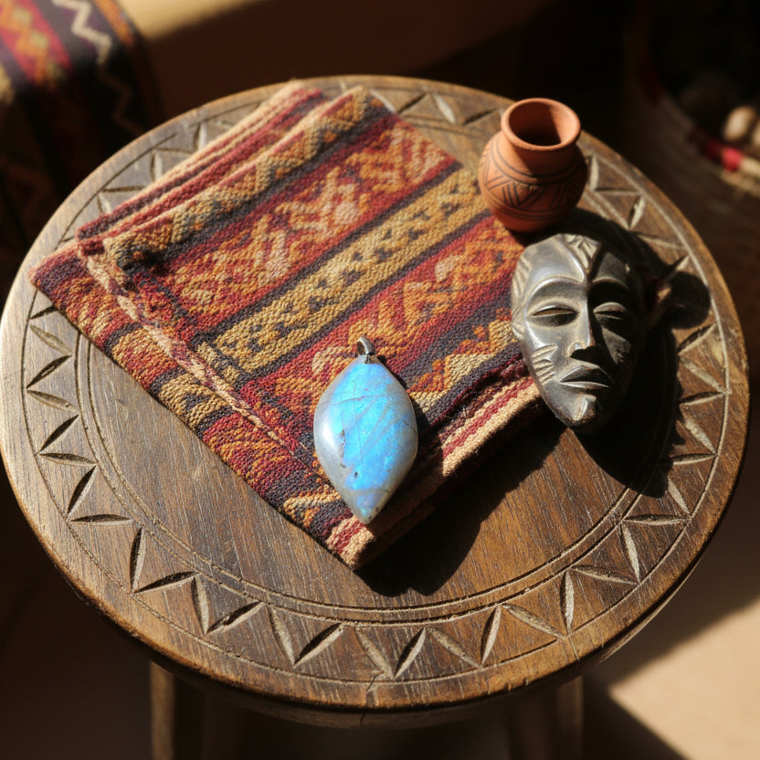 Labradorite, pendentif forme libre qualité AAA