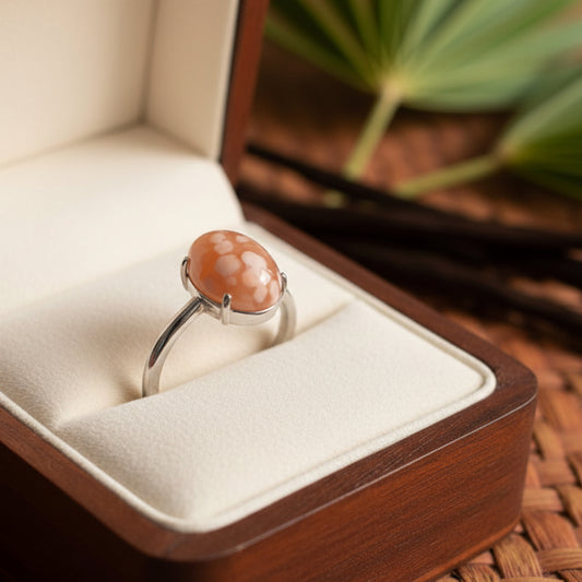 Bague réglable en Agate Fleur de Madagascar