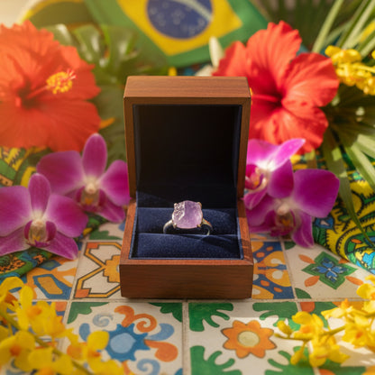 Bague réglable en Améthyste du Brésil