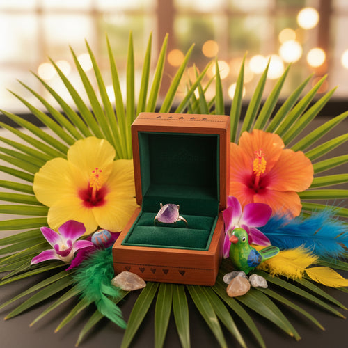 Bague réglable en Améthyste du Brésil
