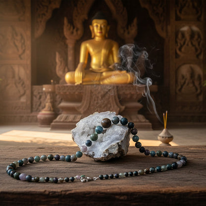 Jade Birman vert, collier boules nuancées qualité AAA
