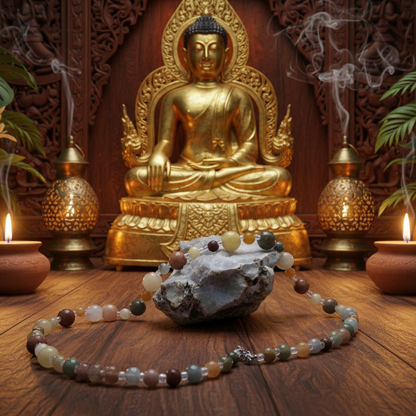 Jade Birman multicolore, collier boules nuancées qualité AAA