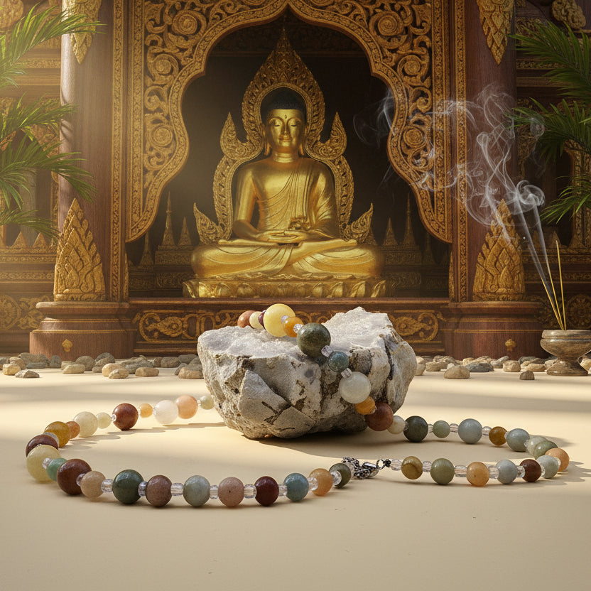 Jade Birman multicolore, collier boules nuancées qualité AAA